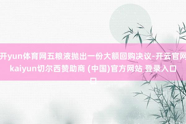 开yun体育网五粮液抛出一份大额回购决议-开云官网kaiyun切尔西赞助商 (中国)官方网站 登录入口